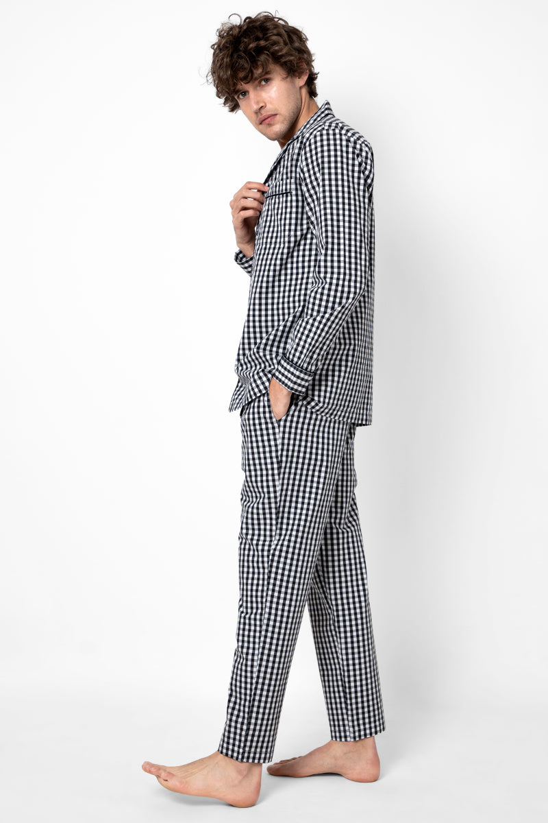 Sky blue and Prussian blue checkered couple nightsuit set – Vanusher  Clothing